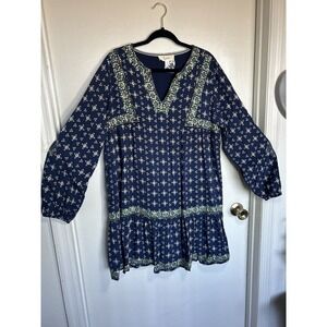 Nature By Westbound Woman's Midi Dress Bohemian Embroidered Hippie Peasant XL